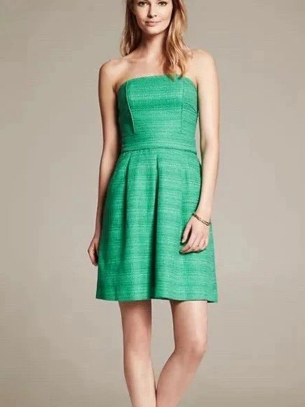 Banana Republic Woven Emerald Green Strapless Dress, Size 2